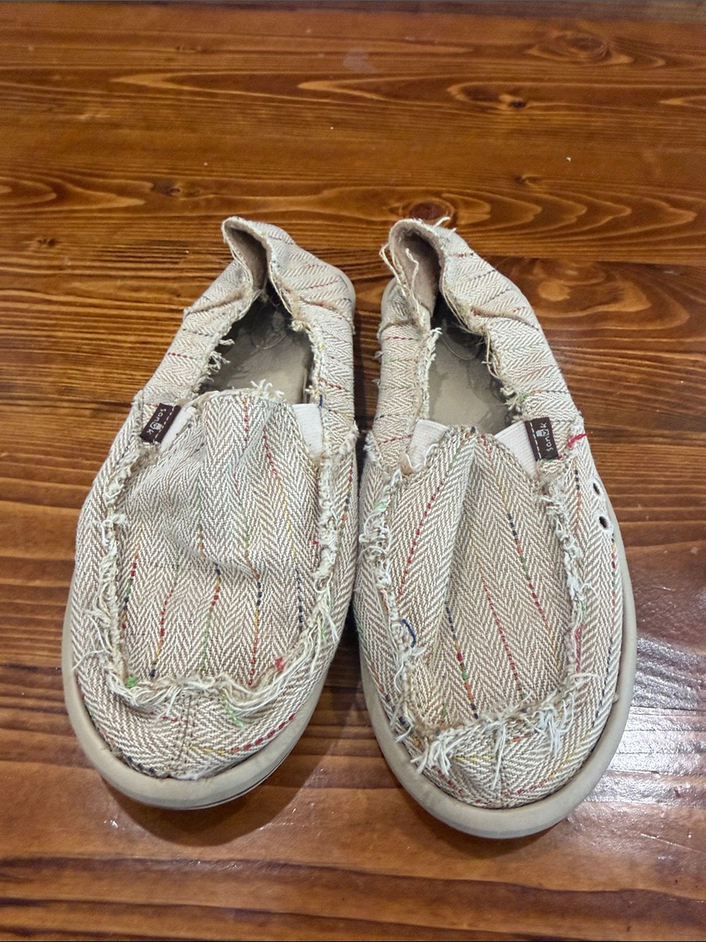Sanuk Women's Beige Multicolor Slip-On Sneakers